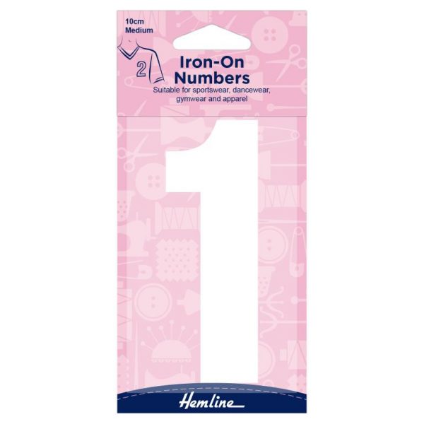 H824 10 1W Motif: Iron-On Number: 10cm: White: 1