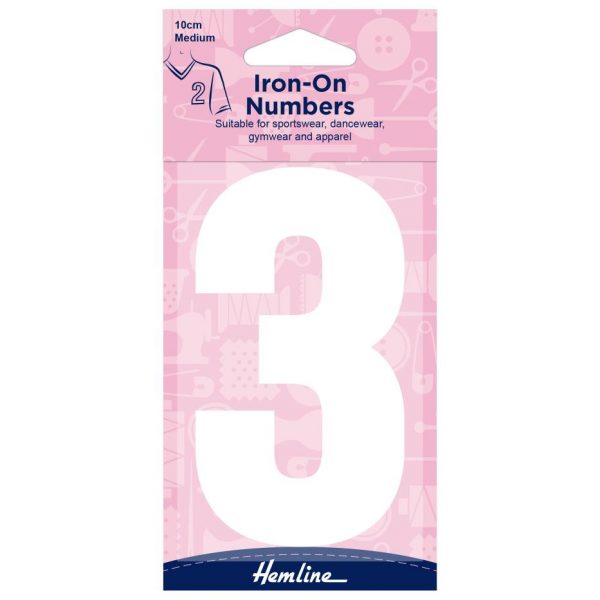 Motif: Iron-On Number: 10cm: White: 3