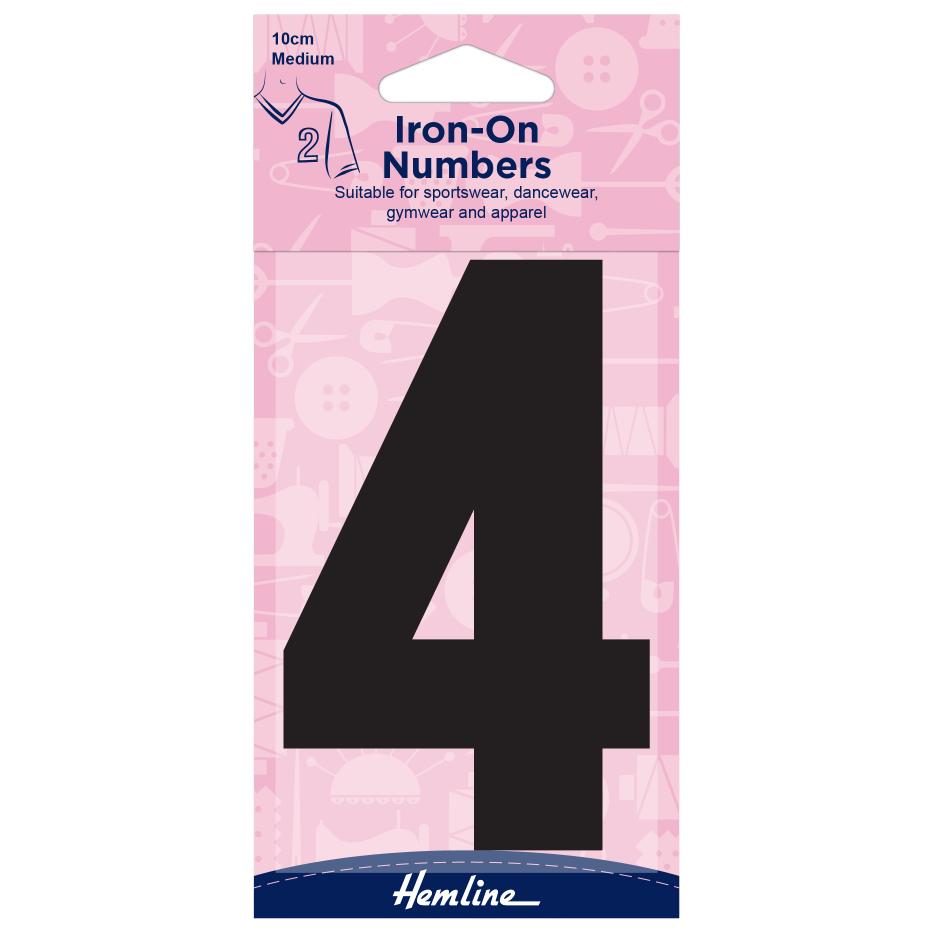 Motif: Iron-On Number: 10cm: Black: 4