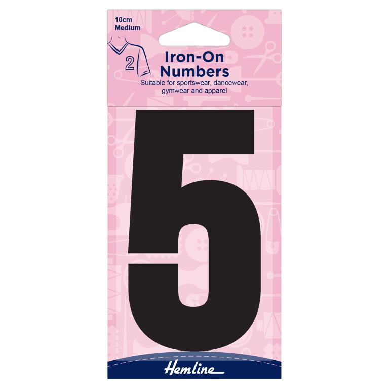 Motif: Iron-On Number: 10cm: Black: 5