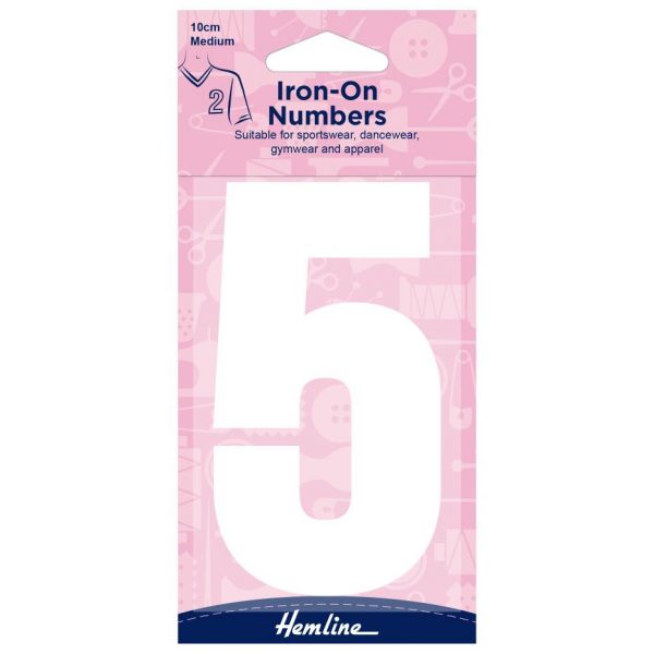 H824 10 5W Motif: Iron-On Number: 10cm: White: 5