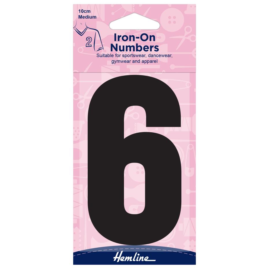 Motif: Iron-On Number: 10cm: Black: 6