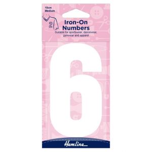Motif: Iron-On Number: 10cm: White: 6