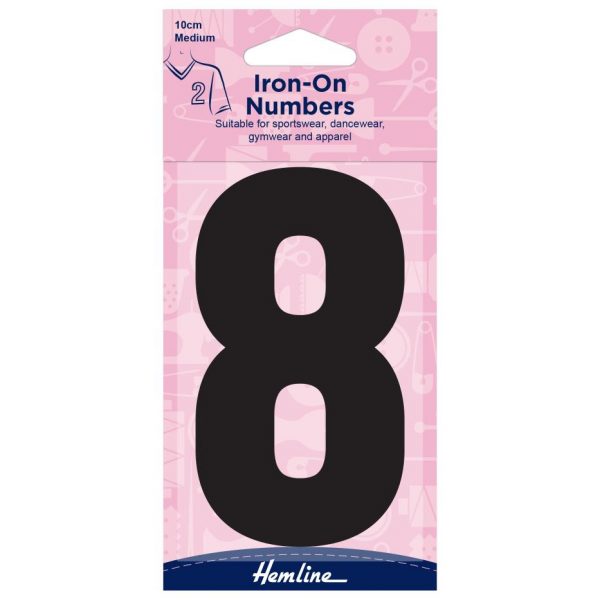 H824 10 8B Motif: Iron-On Number: 10cm: Black: 8