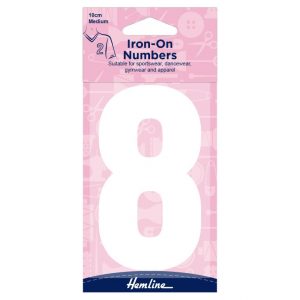 Motif: Iron-On Number: 10cm: White: 8