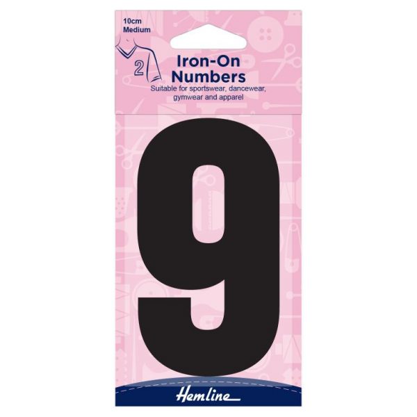H824 10 9B Motif: Iron-On Number: 10cm: Black: 9