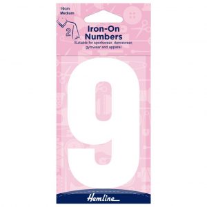 Motif: Iron-On Number: 10cm: White: 9