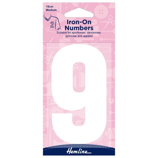 H824 10 9W Motif: Iron-On Number: 10cm: White: 9