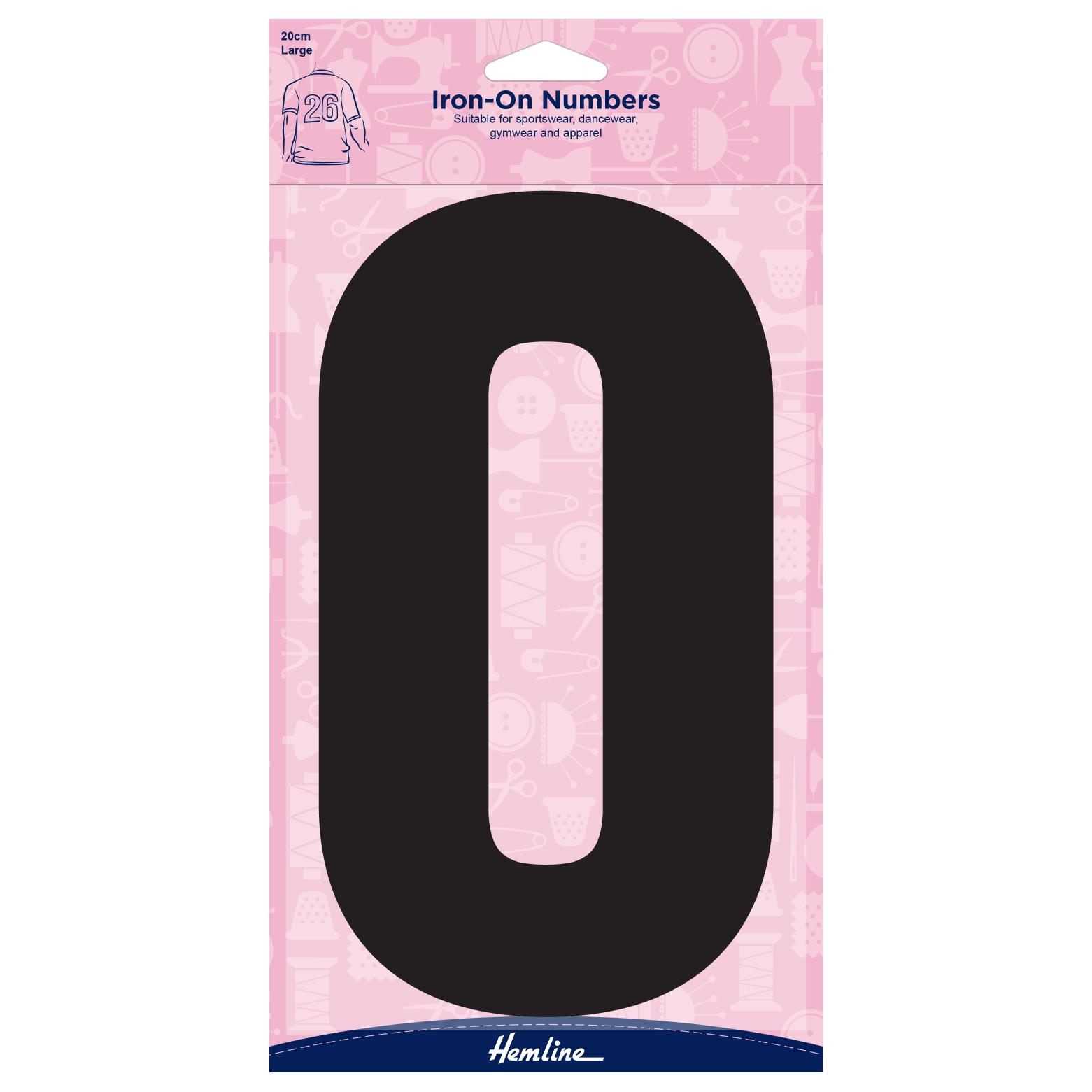 Motif: Iron-On Number: 20cm: Black: 0