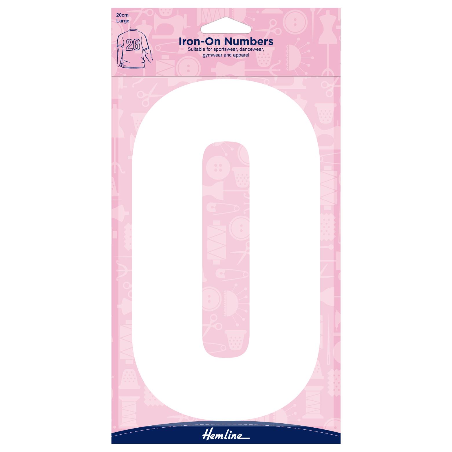 Motif: Iron-On Number: 20cm: White: 0