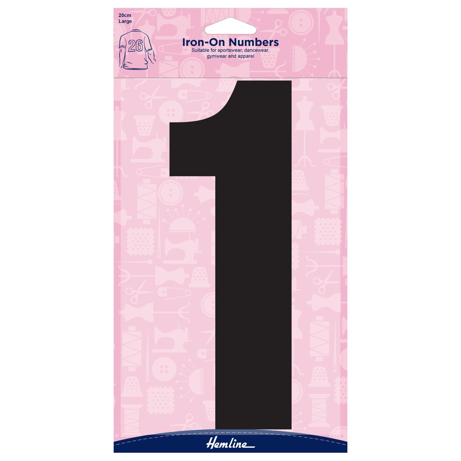Motif: Iron-On Number: 20cm: Black: 1
