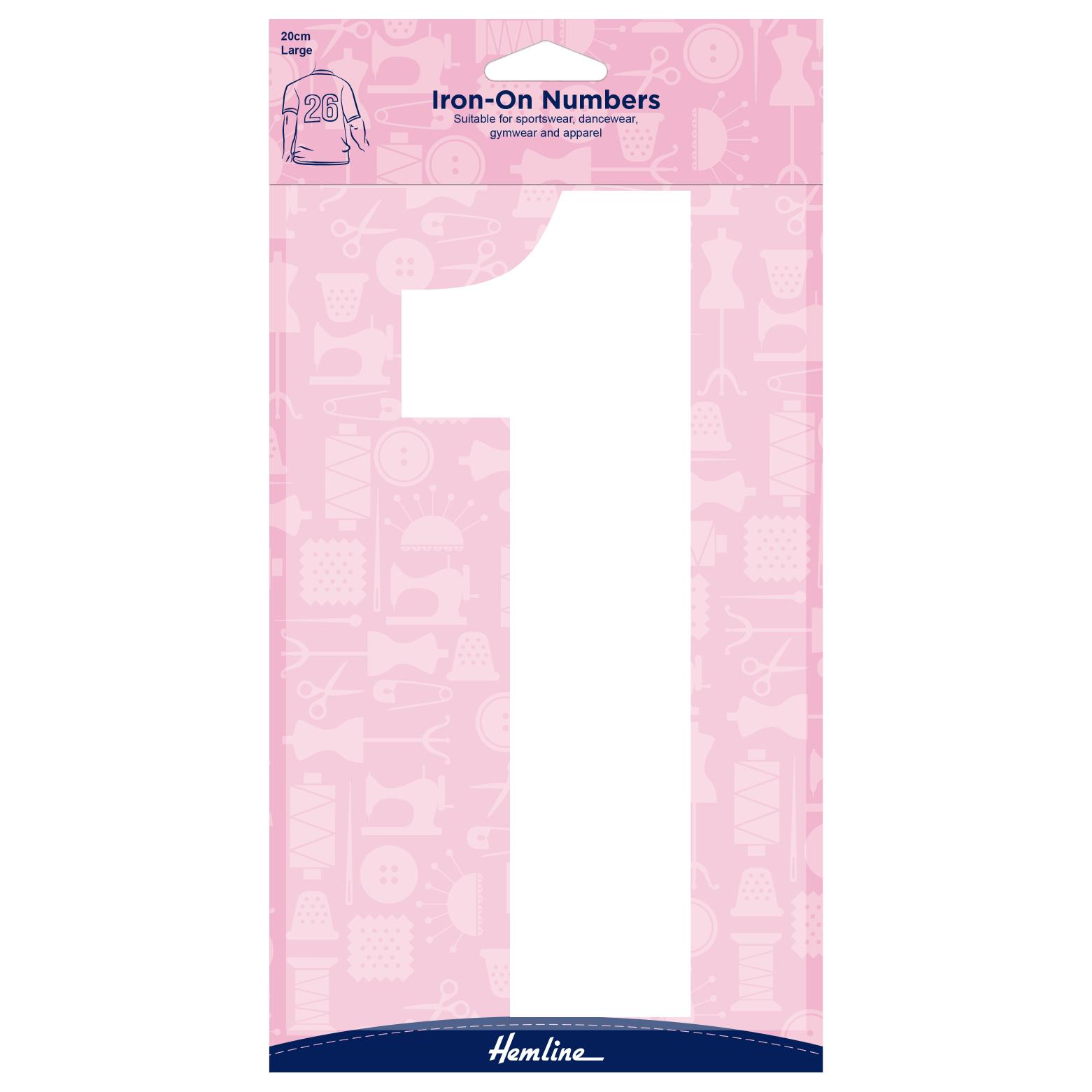 Motif: Iron-On Number: 20cm: White: 1