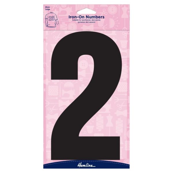 H824 20 2B Motif: Iron-On Number: 20cm: Black: 2