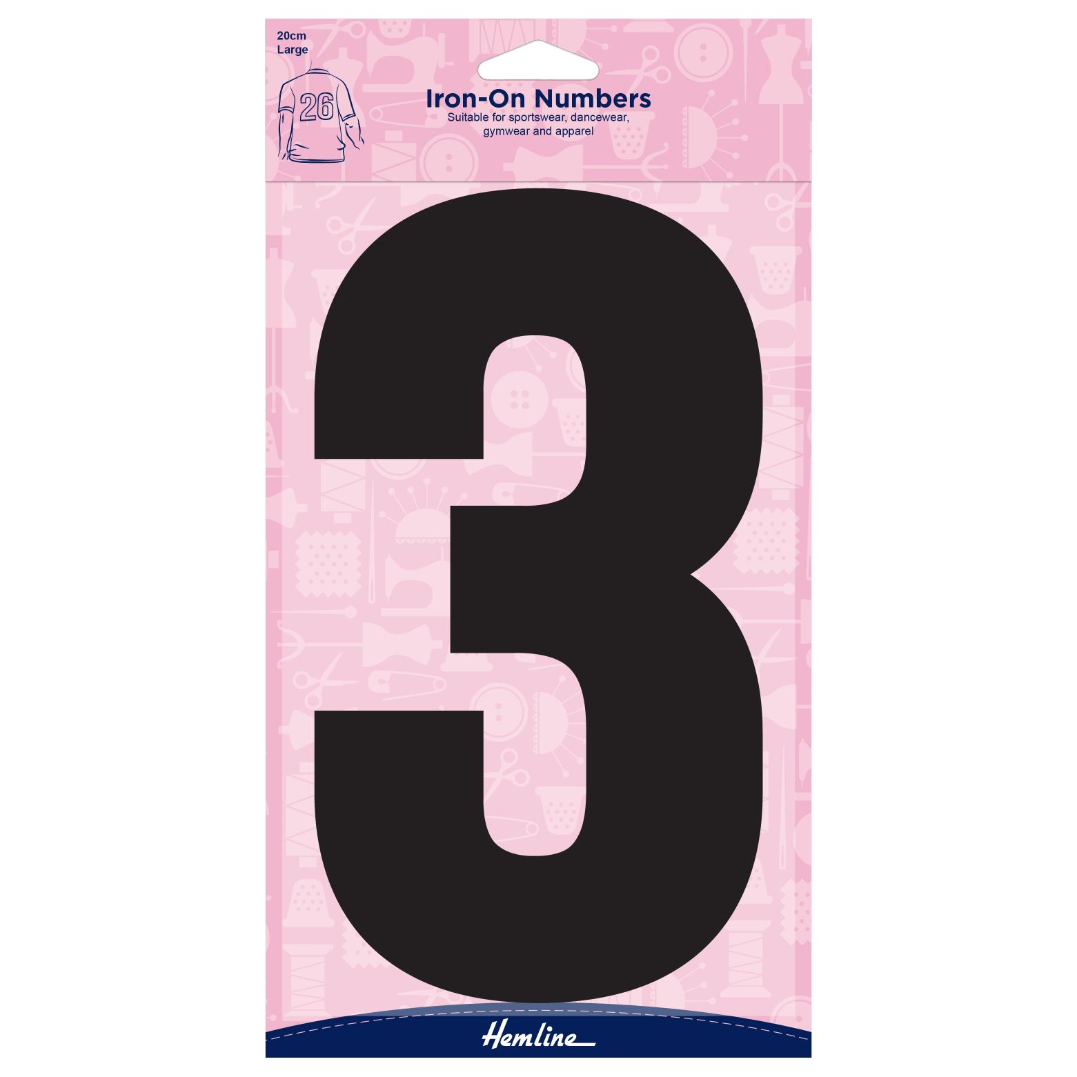 Motif: Iron-On Number: 20cm: Black: 3