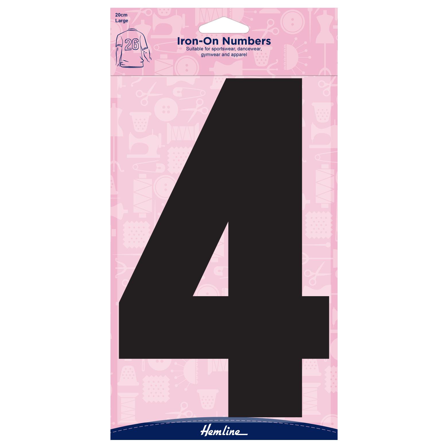 Motif: Iron-On Number: 20cm: Black: 4