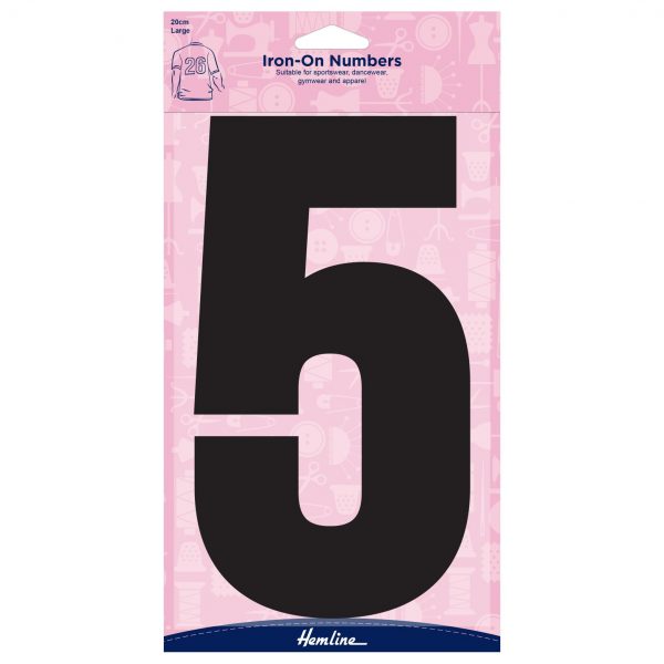 H824 20 5B Motif: Iron-On Number: 20cm: Black: 5