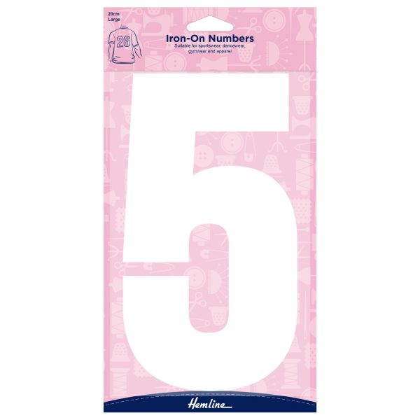 H824 20 5W Motif: Iron-On Number: 20cm: White: 5