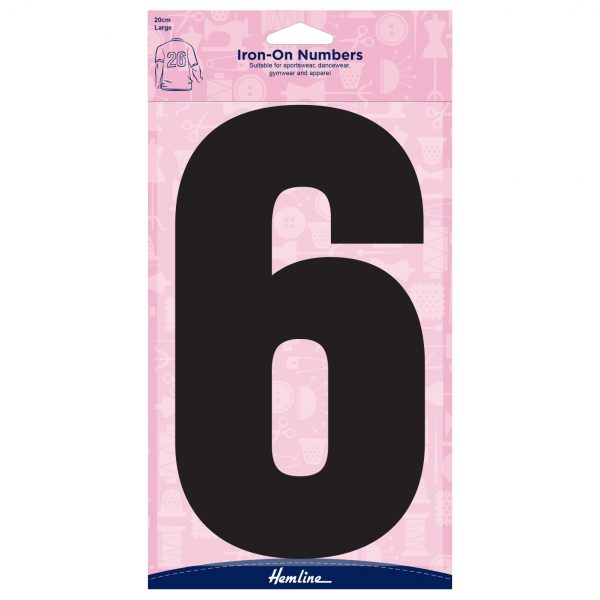 H824 20 6B Motif: Iron-On Number: 20cm: Black: 6