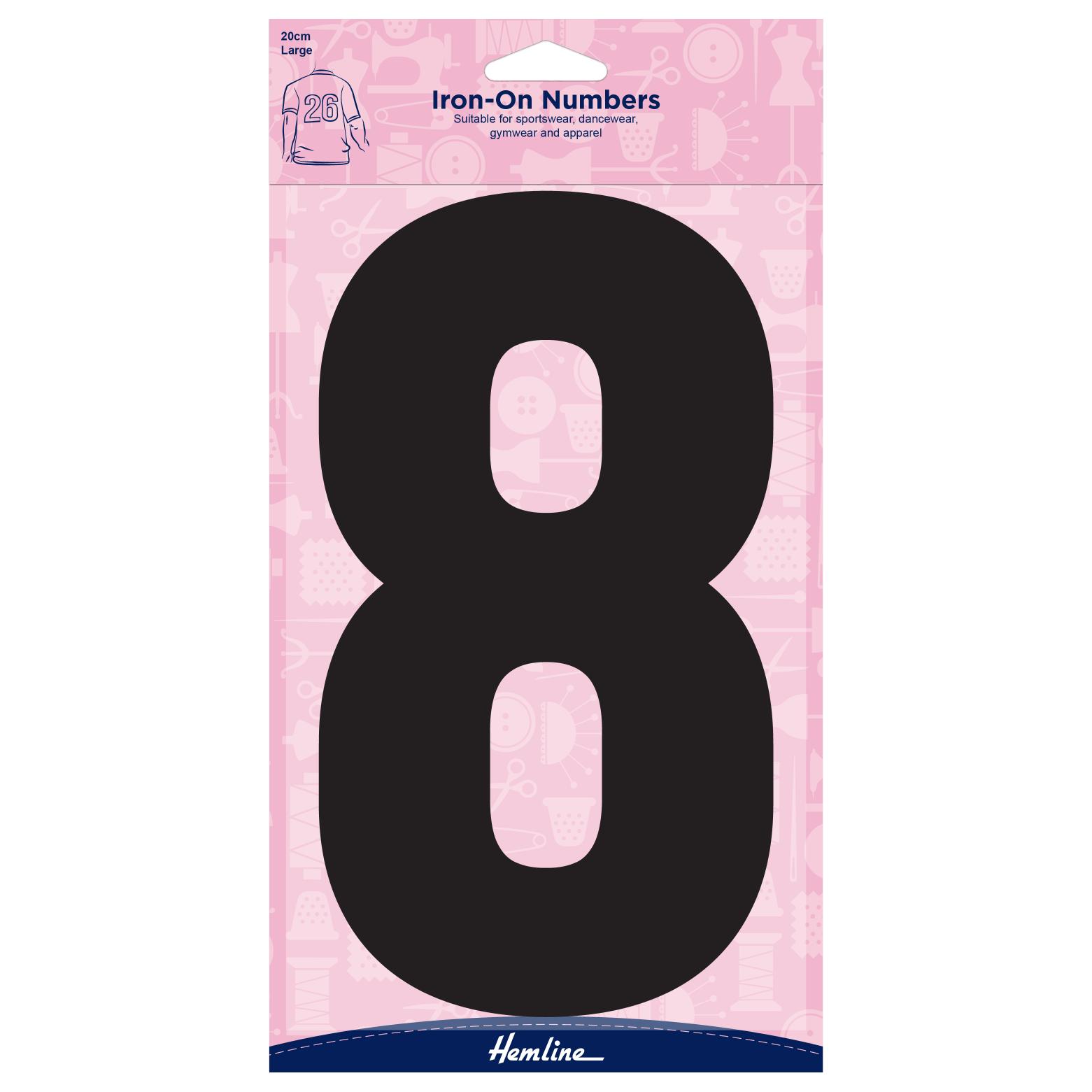 Motif: Iron-On Number: 20cm: Black: 8
