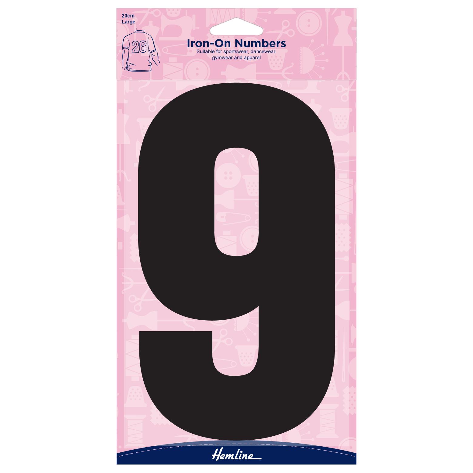 Motif: Iron-On Number: 20cm: Black: 9