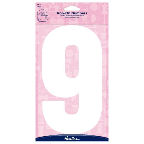 Motif: Iron-On Number: 20cm: White: 9