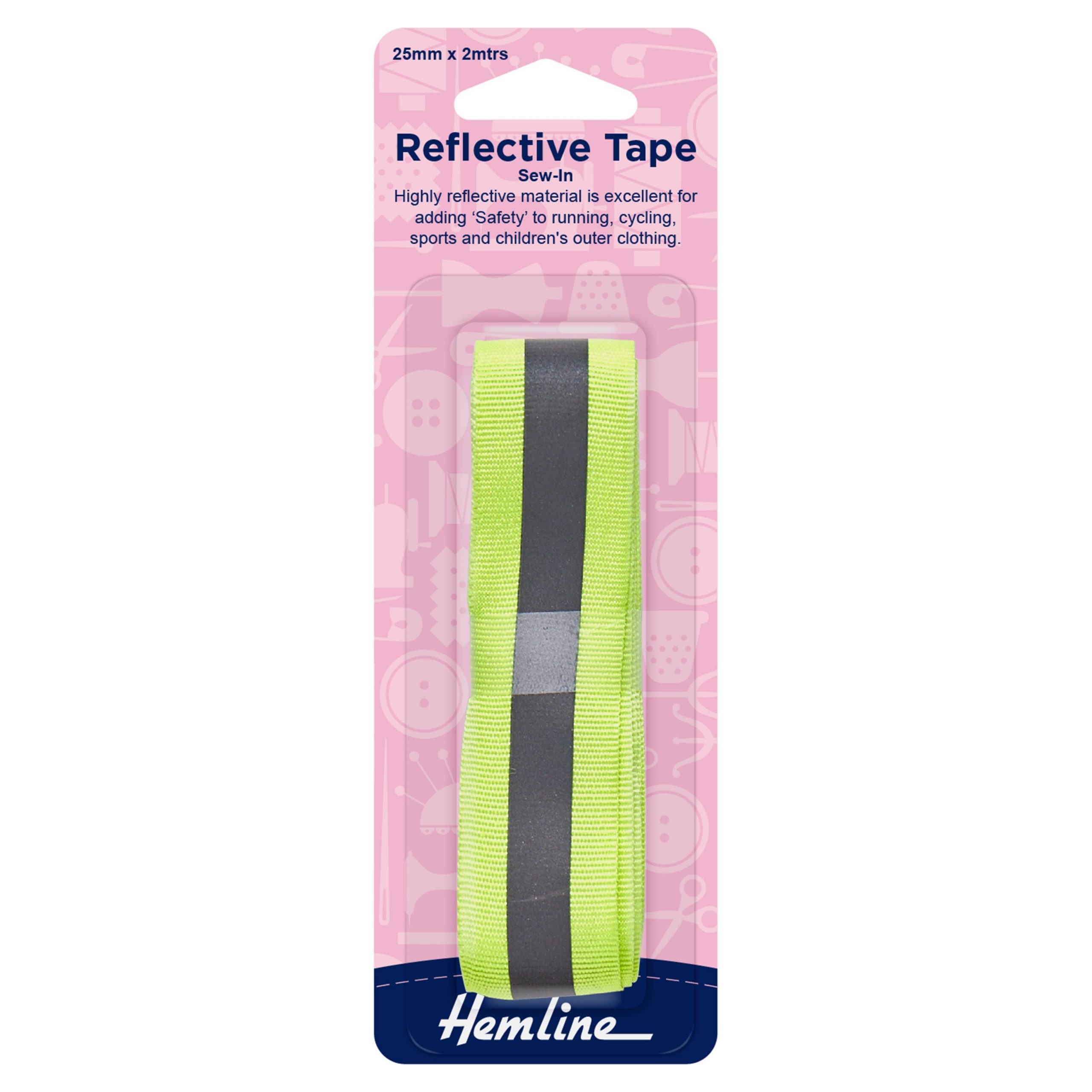 Reflective Sew-In Tape: Yellow - 2m x 25mm