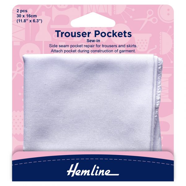 Cotton Trouser Pockets: White - 2pcs