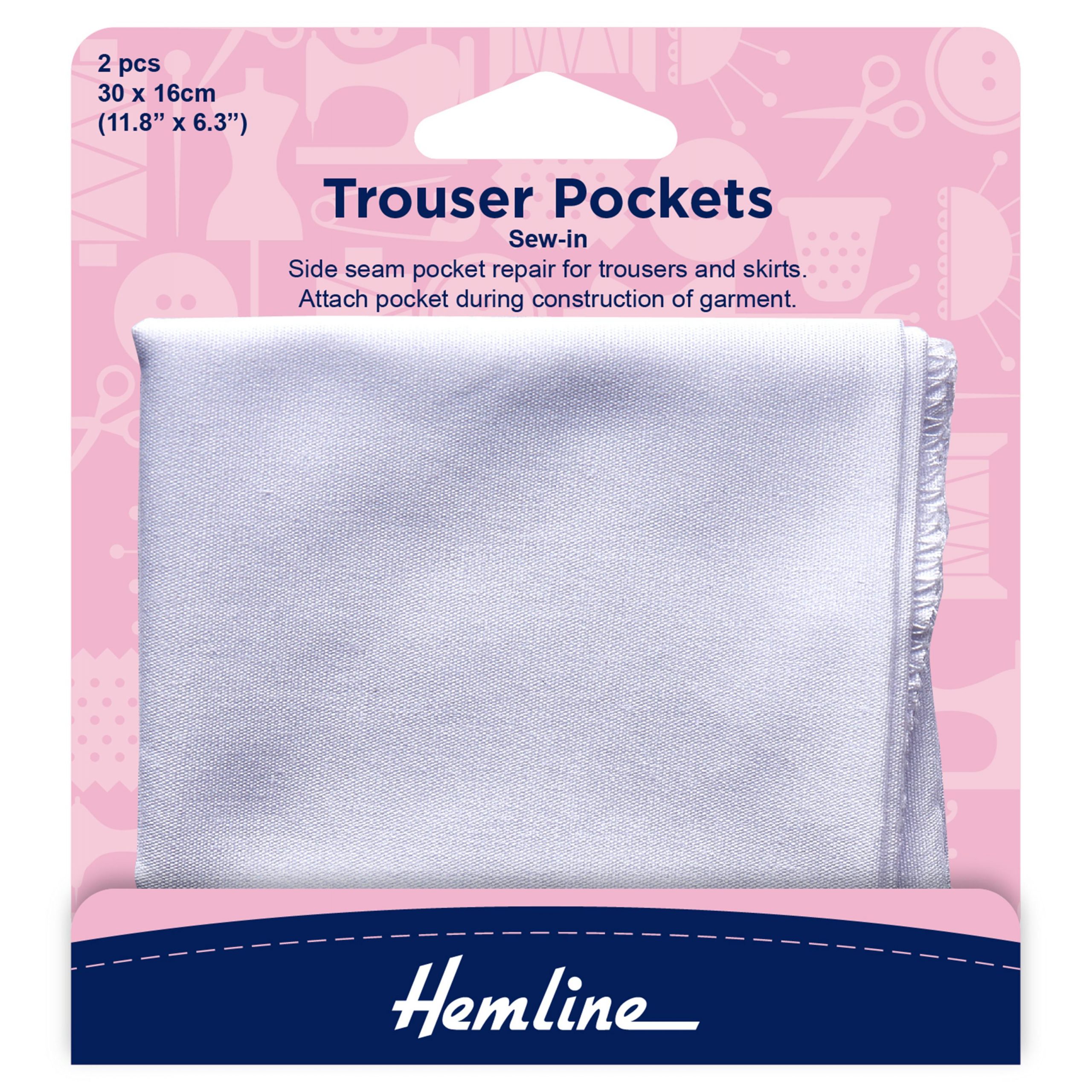 Cotton Trouser Pockets: White - 2pcs