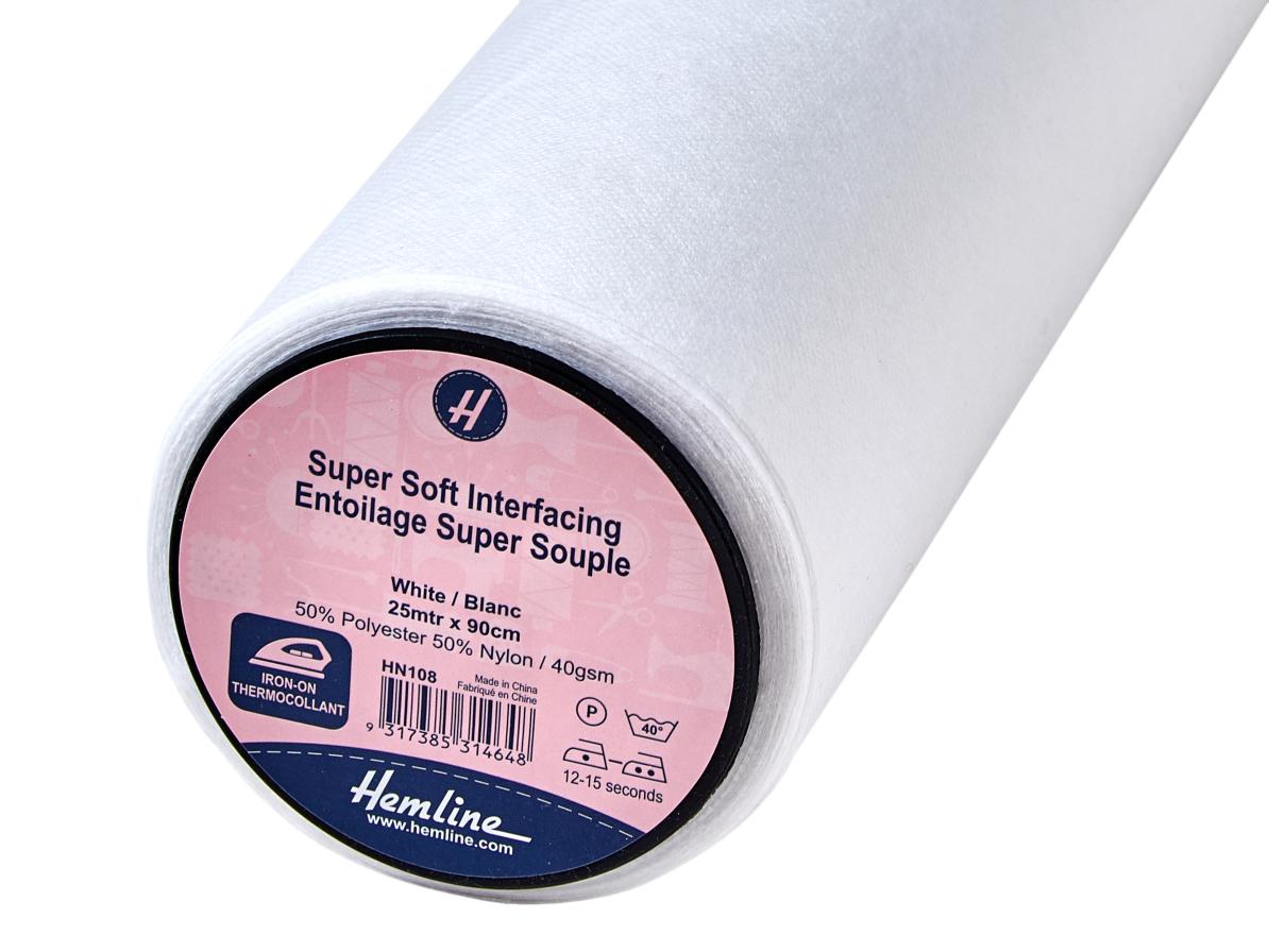 Interfacing: Super-Soft: Iron-on: 25m x 90cm: White