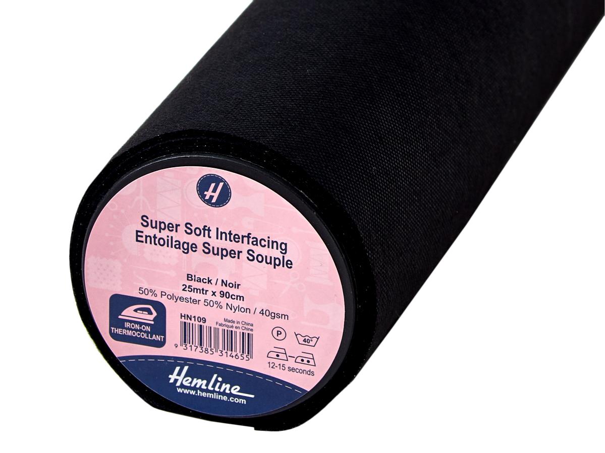 Interfacing: Super-Soft: Iron-on: 25m x 90cm: Black