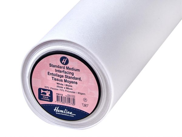 Interfacing: Standard: Medium: Sew-in: 25m x 90cm: White