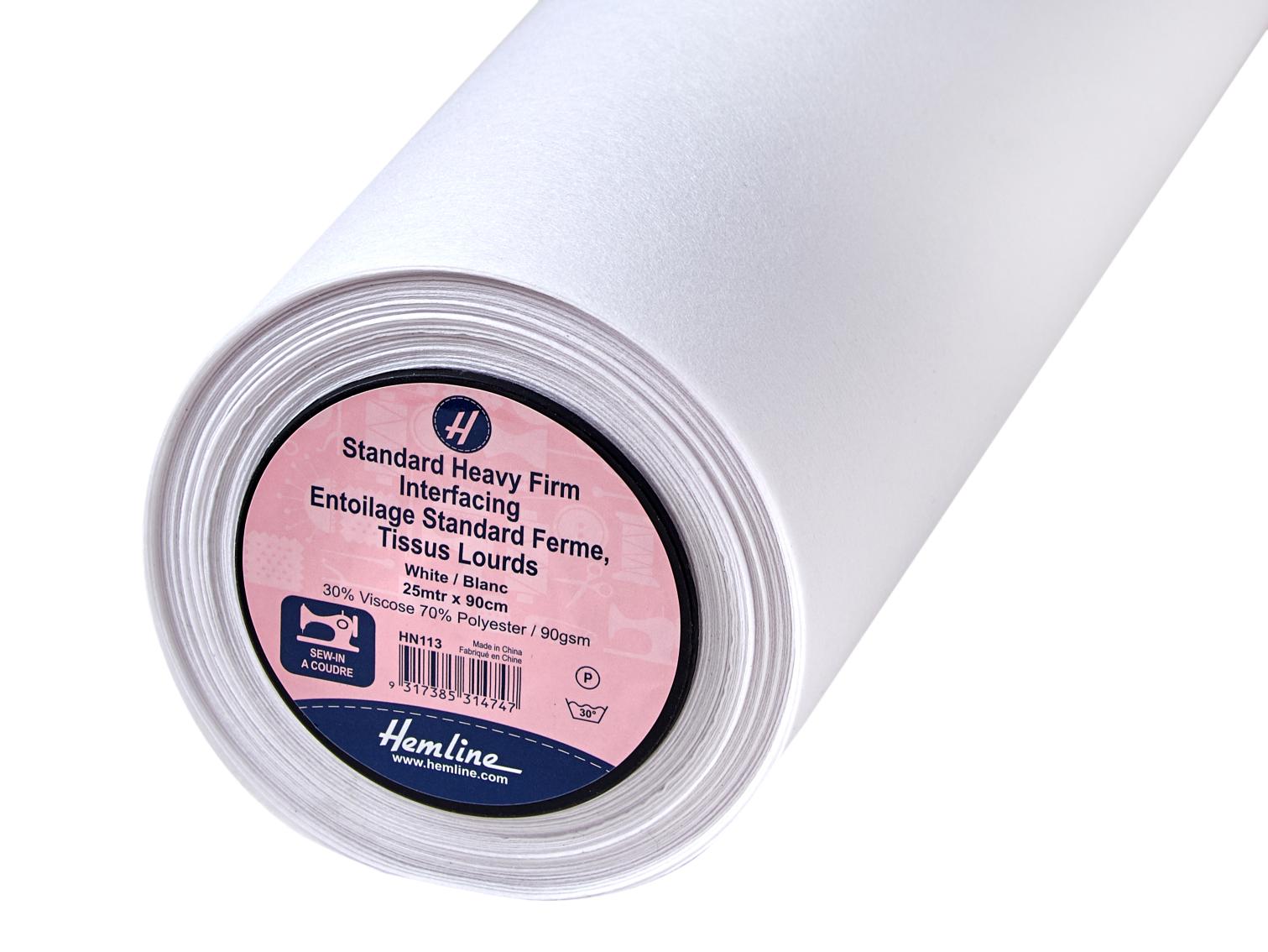 Interfacing: Standard: Heavy-Firm: Sew-in: 25m x 90cm: White