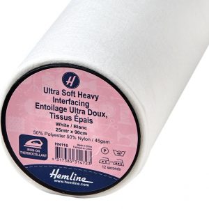 Interfacing: Ultra-Soft: Heavy: Iron-on: 25m x 90cm: White