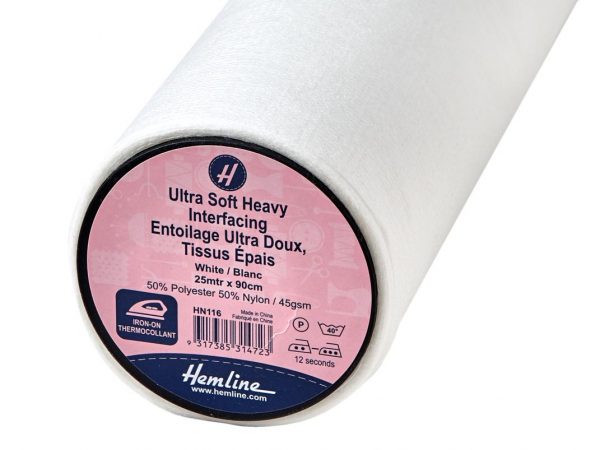 Interfacing: Ultra-Soft: Heavy: Iron-on: 25m x 90cm: White