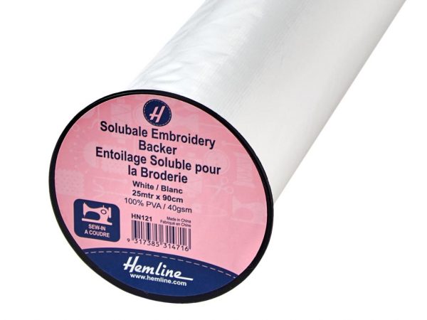 Embroidery Backer: Soluble: 25m x 90cm: White