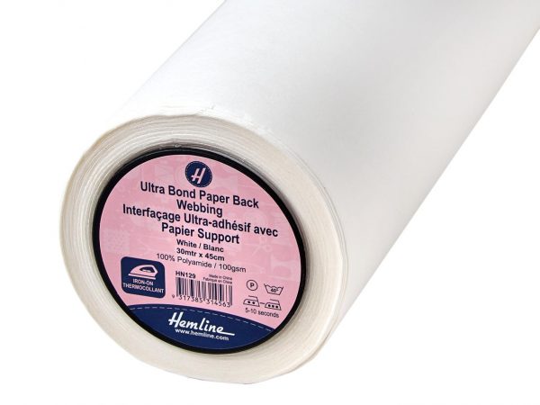 Webbing: Ultra-Bond: Paper Backed: Iron-on: 30m x 45cm: White