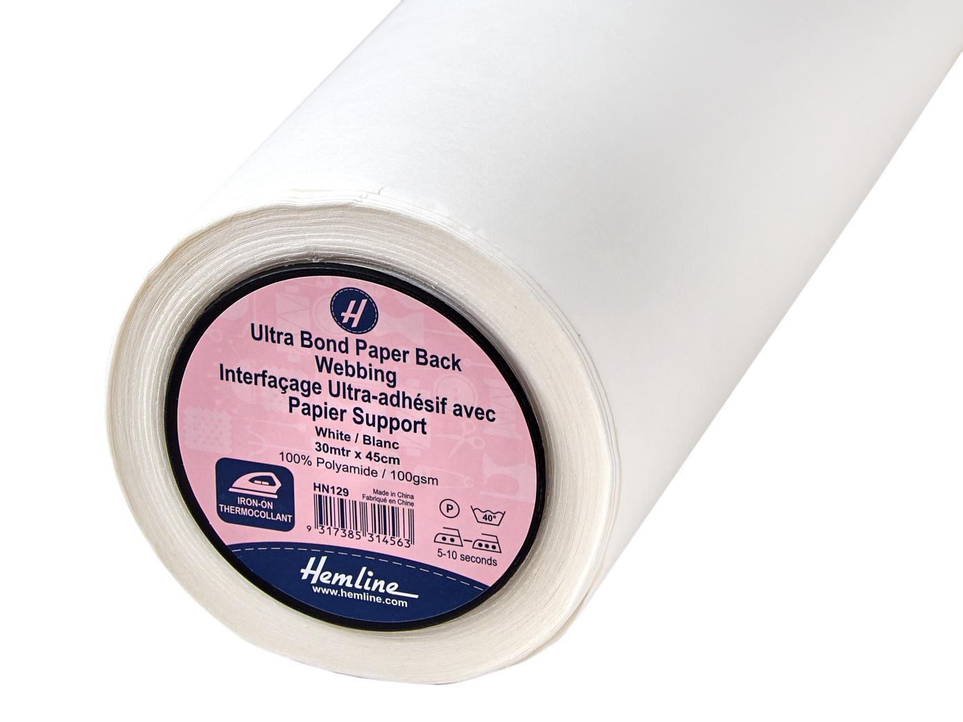 Webbing: Ultra-Bond: Paper Backed: Iron-on: 30m x 45cm: White