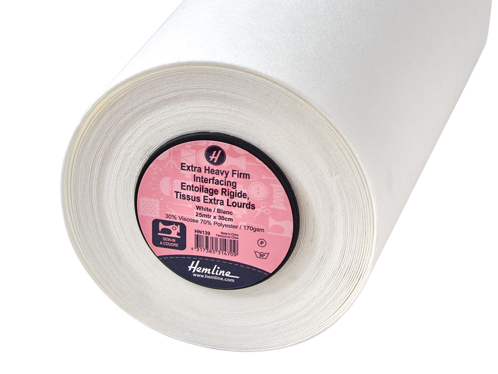 Interfacing: Extra-Heavy: Firm: Sew-in: 25m x 30cm: White