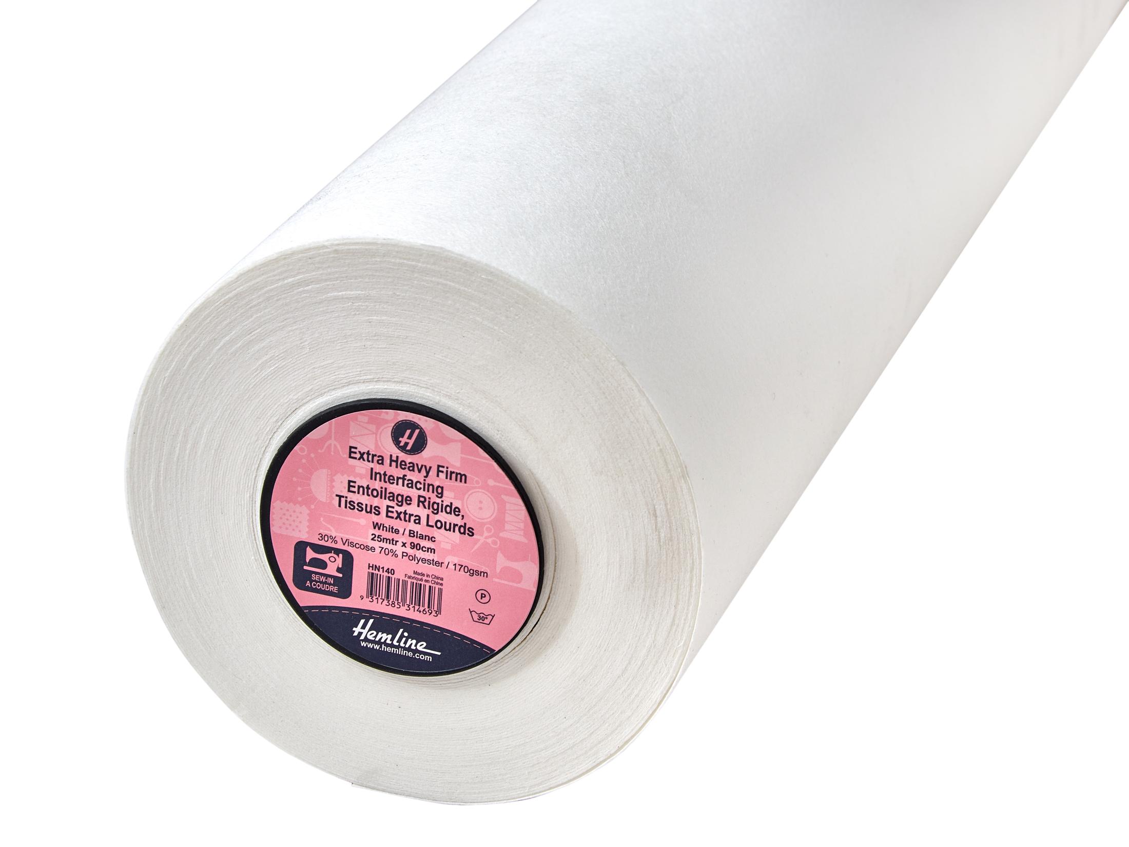 Interfacing: Extra-Heavy: Firm: Sew-in: 25m x 90cm: White