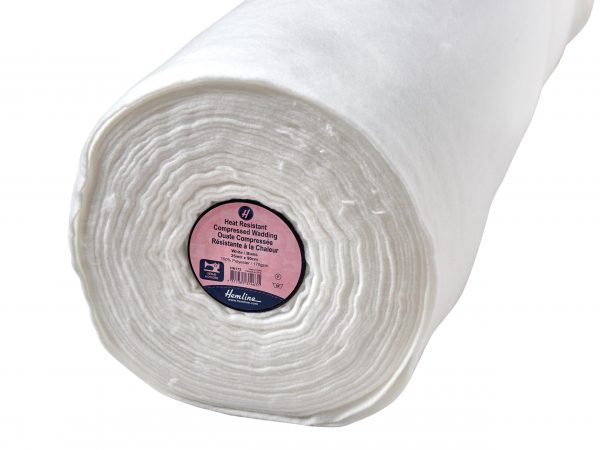 Wadding: Heat Resistant: Compressed: Sew-in: 25m x 90cm: White