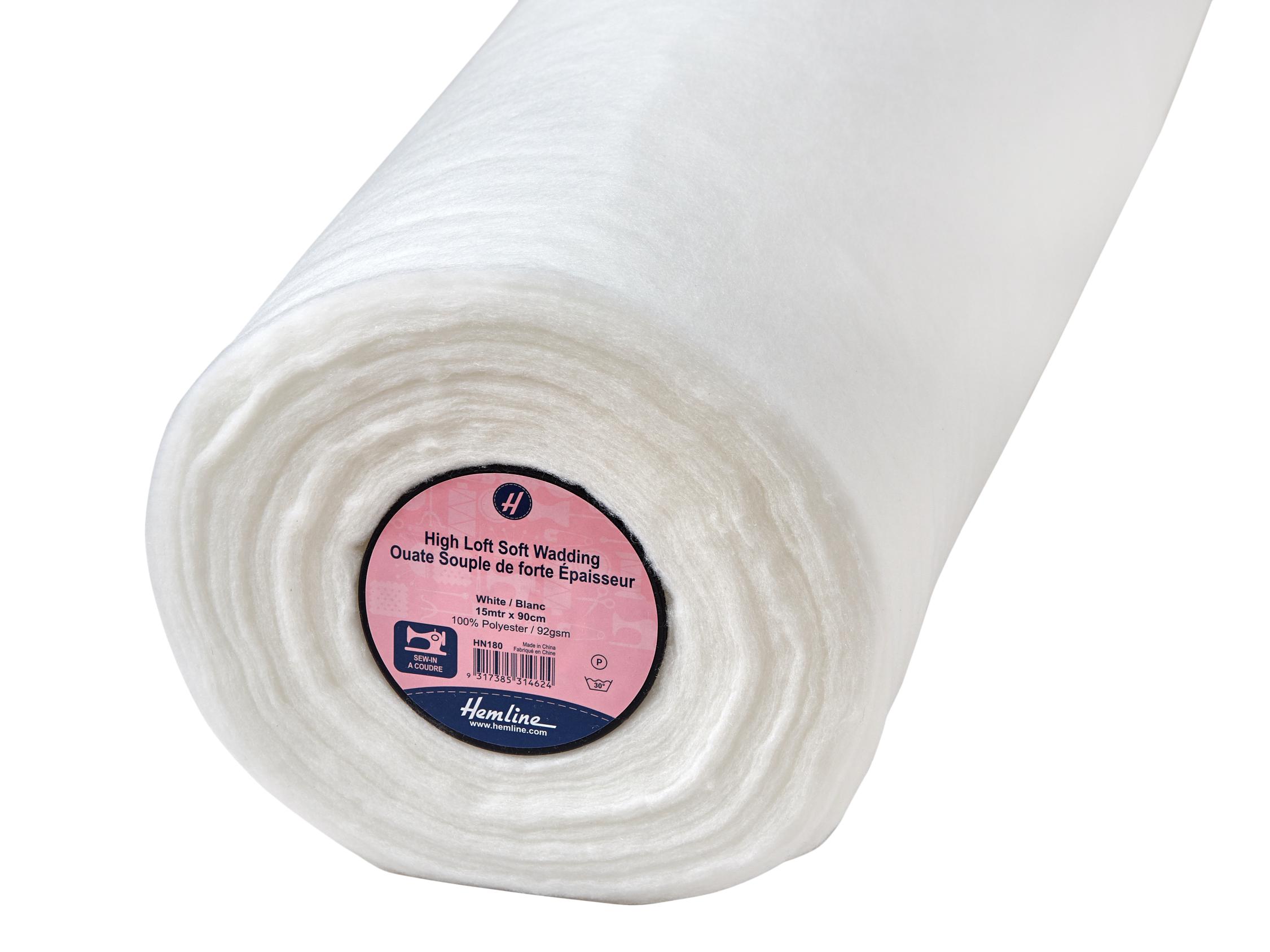 Wadding: High Loft: Soft: Sew-in: 15m x 90cm: White