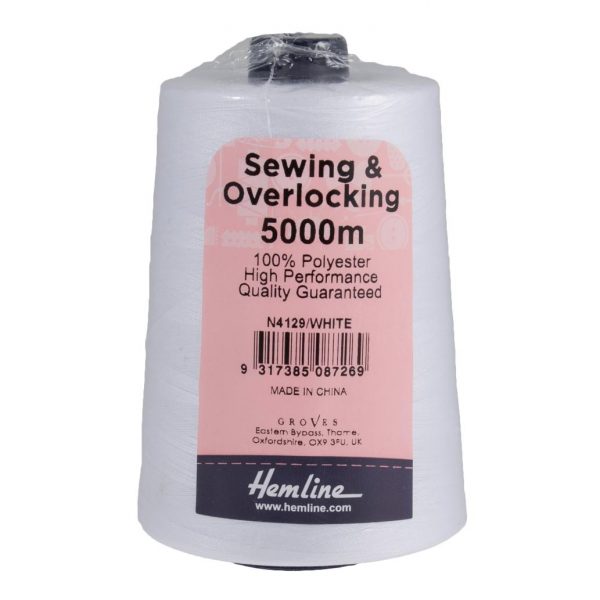 N4129 WHT Overlocking Thread: 5000m: White