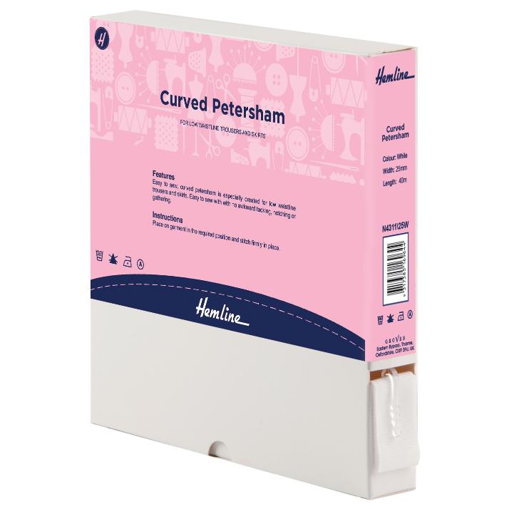Petersham: Curved: 40m x 25mm: White
