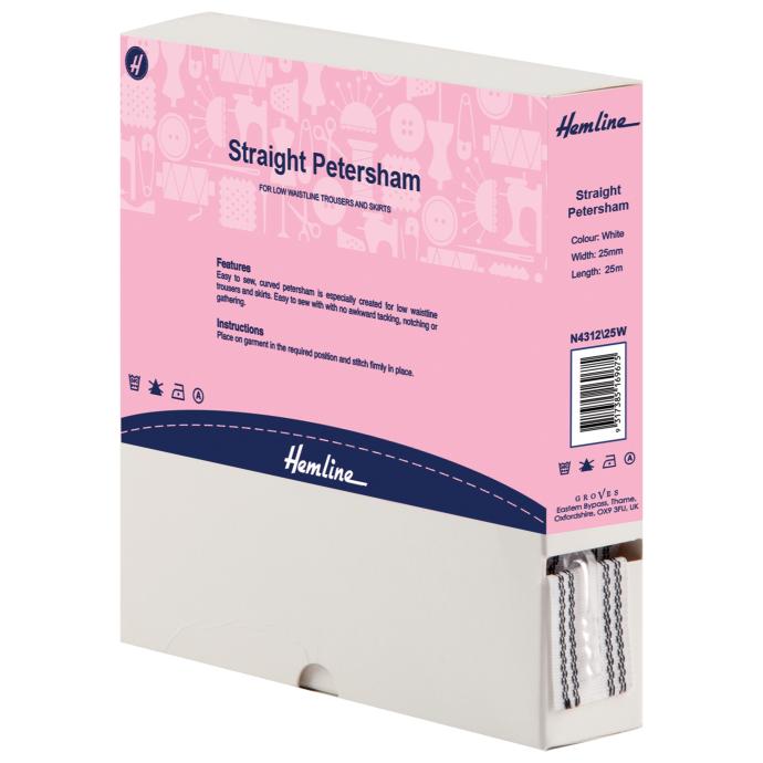 Petersham: Straight: 25m x 25mm: White