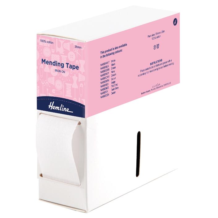 Iron-On Mending Tape: 25m x 35mm: White