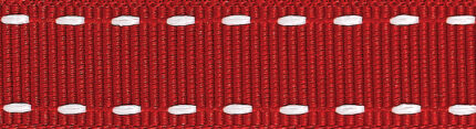 Stitched Grosgrain: 4m x 15mm: Red and White